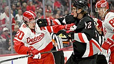 Tage Thompson (vpravo) se sna�í zpacifikovat Alberta Johanssona.