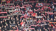 Fanouci Hradce Králové bhem tvrtfinálového utkání s Mladou Boleslaví.