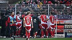 Radost Unionu Berlín po tref� proti Bayernu Mnichov.