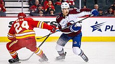 Úto�ník Colorada Martin Ne�as (vpravo) obchází soupe�e z Calgary.