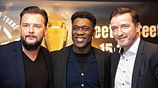 Clarence Seedorf, Vladimír �micer a Marek Jankulovski p�i setkání s fanou�ky v...