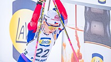 Tereza Voboníková po dokonení hromadného závodu biatlonistek.