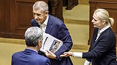 P�edseda ANO Andrej Babi� a ministryn� obrany Jana �ernochová p�i jednání...
