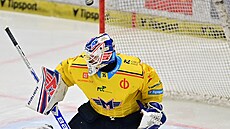 �eskobud�jovický branká� Milan Klou�ek v posledním utkání p�edkola play off s...