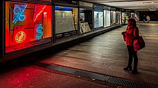 Sv�telná instalace prom�nila podchod pod hradeckou t�ídou Karla IV. ve vizuální zá�itek, ukazuje i jeho smutné �ekání na opravu. (5. b�ezna 2025)