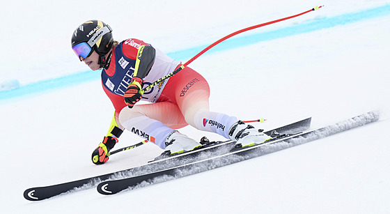 �výcarská ly�a�ka Lara Gutová-Behramiová na trati super-G v Sun Valley.