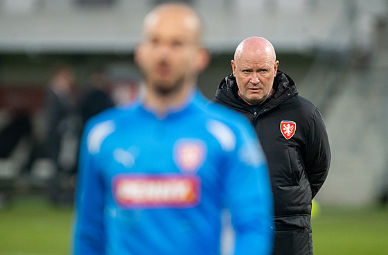 Ivan Haek na tréninku eské fotbalové reprezentace.
