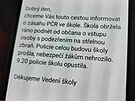 Vedení koly rodim rozeslalo SMS se zprávou o ranním zásahu policie v Z...