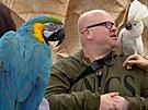V tenisov� hale Na Cibulce se sch�z� majitel� papou�k� se sv�mi ope�enci