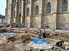Archeologov ped revitalizac nmst Bohuslava Martin v Police provdj...