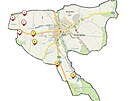 Mapa s vyznaenmi msty, kde by v katastru Stonaova mly vyrst vtrn...