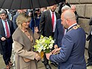 Prezidenta Petra Pavla a jeho cho Evu pivítal ped radnicí primátor Plzn...