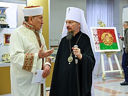 B�loruský muftí Abu Bekir �abanovi� p�ed slavnostní inaugurací b�loruského...