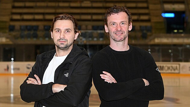 Hokejov� legendy Franti�ek Luke� a Viktor H�bl.
