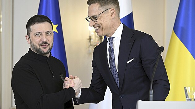 Finsk� prezident Alexander Stubb a ukrajinsk� prezident Volodymyr Zelenskyj v Helsink�ch (19. b�ezna 2025)