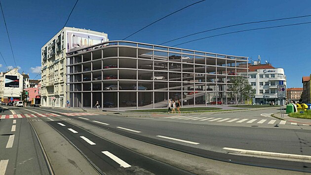 Vizualizace novho parkovacho domu Skoepka v centru Brna, kter vyvolala ostrou kritiku. Podle architekta z ateliru, kter m projekt na starosti, vak nejde o konen stav.
