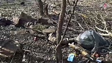 Mrtvola ukrajinského vojáka v Kurské oblasti na záb�rech zve�ejn�ných ruským...