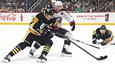 Jevgenij Malkin (vlevo) z Pittsburghu a Jack Johnson z Columbusu.