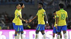 Zklamaní brazil�tí fotbalisté po proh�e 1:4 s Argentinou.