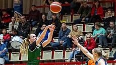 Iva Belo�evi�ová ze SB� Ostrava st�ílí ve �tvrtfinále s Levharticemi Chomutov.