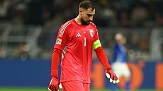 Italský branká� Gianluigi Donnarumma v odvetném utkání Ligy národ� v N�mecku.