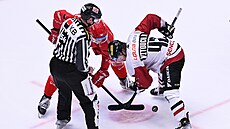 T�inecký Andrej Nestra�il (vlevo) na buly se spar�anem Davidem Vitouchem.