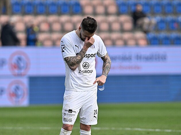 Zklaman� Marek Havl�k ze Slov�cka po z�pase s Libercem.