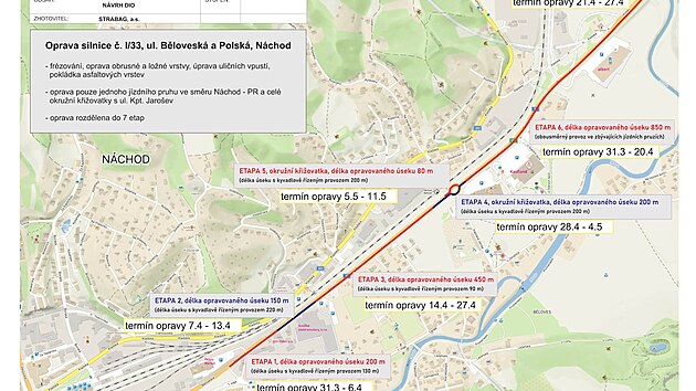 Harmonogram oprav na silnici I/33 v Nchod