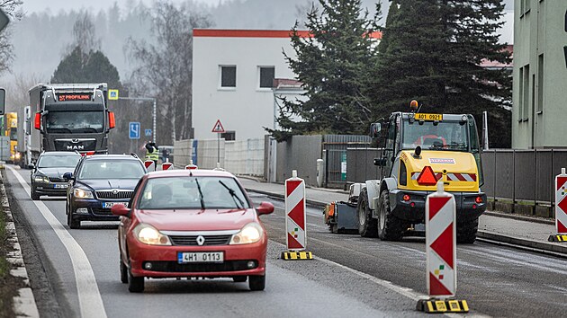 Zaaly prce v Blovesk ulici v Nchod. (31. bezna 2025)