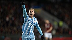 Matj Vydra slaví svj gól proti Spart.