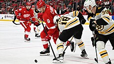 Ben Chiarot v souboji o puk s Pavlem Zachou.