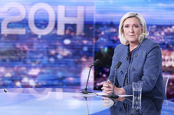 Marine Le Penová p�i rozhovoru pro TF1 (31. b�ezna 2025)