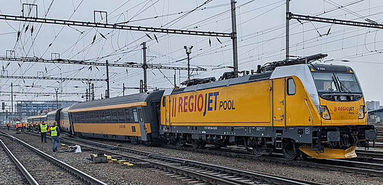 Vykolejení dvou vagón� soupravy RegioJet v prostoru ostravského Hlavního...