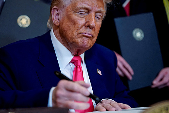Americký prezident Donald Trump v Bílém dom ve Washingtonu (8. dubna 2025)