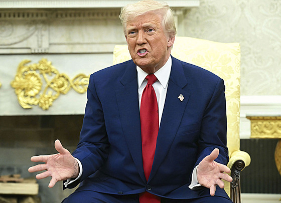 Donald Trump po setkání s Benjaminem Netanjahuem (7. dubna 2025)
