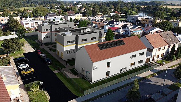 Plánovaná podoba domova pro seniory Raín v Kromíi. (únor 2024)