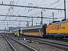 Vykolejen dvou vagn soupravy RegioJet v prostoru ostravskho Hlavnho...