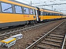Vykolejen dvou vagn soupravy RegioJet v prostoru ostravskho Hlavnho...
