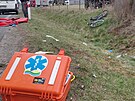Zrannou cyklistku transportoval vrtulnk do eskobudjovick nemocnice.