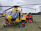 Zrannou cyklistku transportoval vrtulnk do eskobudjovick nemocnice.