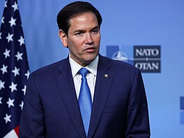 Americký ministr zahrani�í Mario Rubio p�i setkání p�edstavitel� Aliance v...