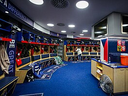 Kabina �eských hokejistek na MS v �eských Bud�jovicích.