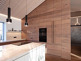 Podhled v p�evý�ených velkorysých obytných prostorech s otev�eným krovem byl...