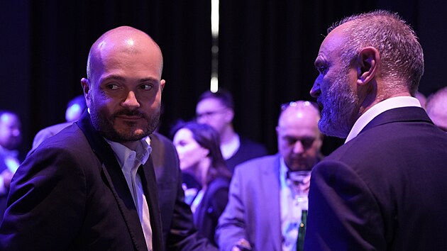 V Praze pro se kon� konference Bezpe�n� budoucnost. Na sn�mku vpravo Ivan Langer. (3. dubna 2025)
