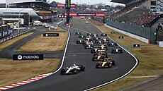 Závodníci ve Velké cen� Japonska. Ve vedení Max Verstappen.