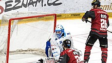 Brankář Michal Postava z Komety se smutně ohlíží. Sparta jde do vedení.