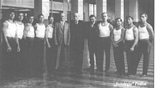 Setkání �eských olympionik� s prezidentem Masarykem v Sokolském dom� v Praze....