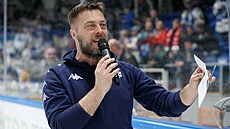 Tiskový mluv�í a moderátor zápas� brn�nské Komety Michal Chylík. (2025)