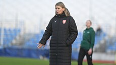 eská trenérka Jitka Klimková v zápase s Ukrajinou.