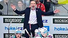 Pardubický trenér Miloslav Hoava pi utkání v Hradci.